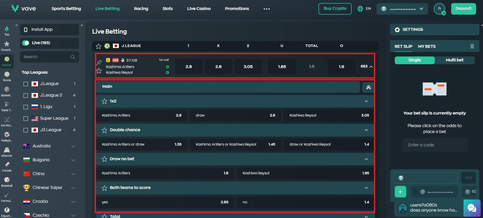 Hvernig á að spila veðmál í beinni á Vave