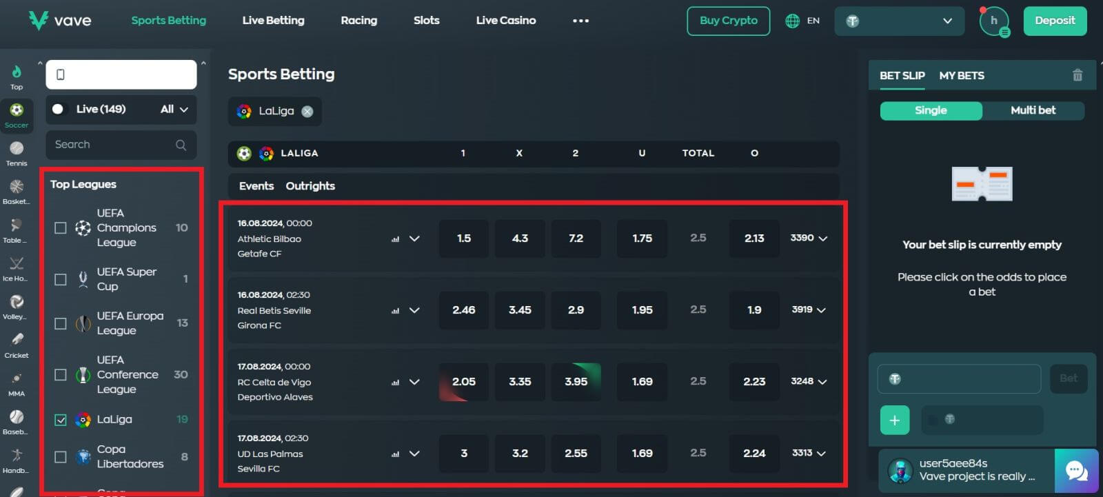 Giunsa ang Pagdula sa Pagpusta sa Sports sa Vave